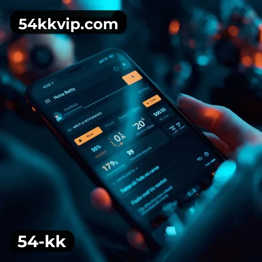 54-kk App home screen with mobile slots and casino categories